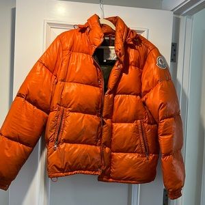 Mens Moncler orange puffer